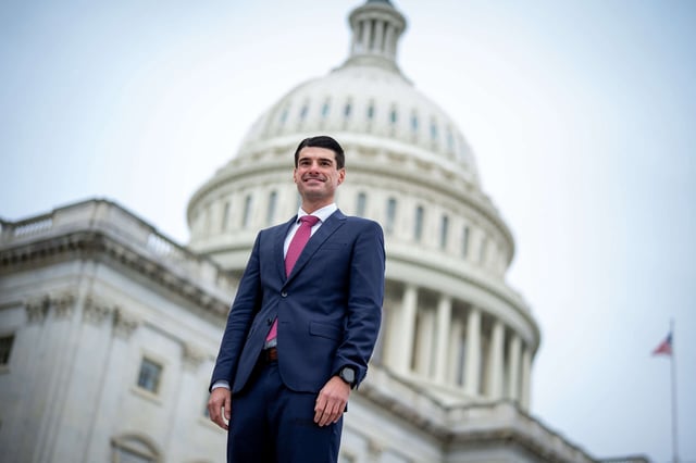 Rep. Robert Bresnahan poses for a photograph after joining other congressional freshmen of the 119th Congress for a group photograph on the steps of the House of Representatives at the U.S. Capitol Building on November 15, 2024, in Washington, D.C.