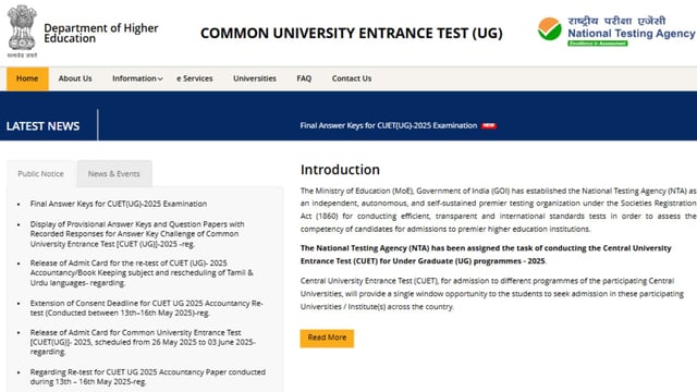 CUET UG 2025 Result LIVE: NTA To Release Scorecards Today For Over 13 Lakh Students