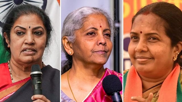 (L-R) BJP leaders D Purandeswari, Nirmala Sitharaman and Vanathi Srinivasan.
