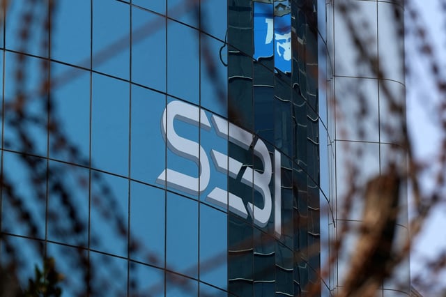 The logo of Securities and Exchange Board of India (SEBI) is seen on its headquarters in Mumbai, India, March 24, 2025. REUTERS/Hemanshi Kamani//File Photo