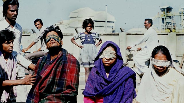 Blinded residents of Bhopal in the immediate aftermath of the disaster in December 1984