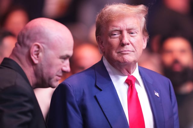 Dana White, président de l’UFC (à gauche), Donald Trump (à droite)