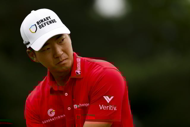 OAKMONT, PENNSYLVANIA - JUNE 15: Michael Kim of the United States prepares to play his shot from the third tee during the final round of the 125th U.S. OPEN at Oakmont Country Club on June 15, 2025 in Oakmont, Pennsylvania. (Photo by Cliff Hawkins/Getty Images)