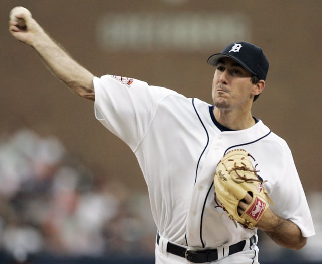 Detroit Tigers starter Justin Verlander pitches against the Minnesota Twins in the third inning of Game 2 of a double-header Saturday, July 23, 2005, in Detroit. Verlander (0-2) gave up five runs and eight hits in six innings, walking two and striking out three. He was Detroit’s first-round pick in the 2004 draft. The Twins beat the Tigers 5-2. (AP Photo/Duane Burleson)