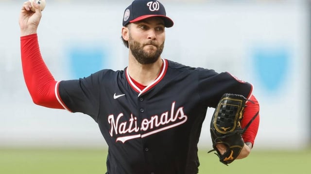 Jun 24, 2025; San Diego, California, USA; Washington Nationals starting pitcher Trevor Williams (32) throws a pitch during the first inning against the San Diego Padres at Petco Park. Mandatory Credit: David Frerker-Imagn Images