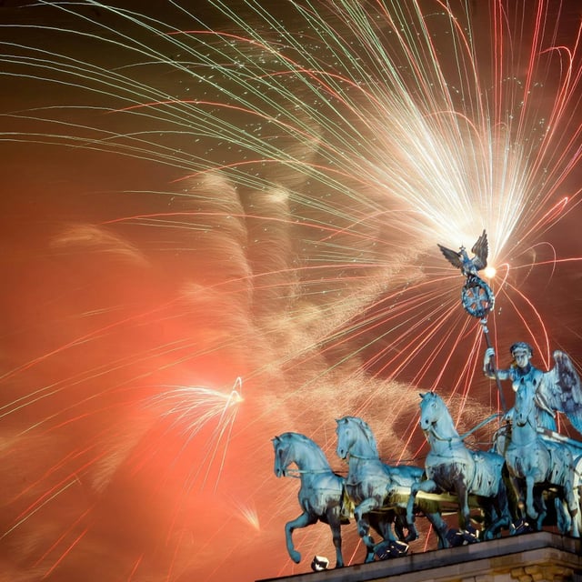 Silvester am Brandenburger Tor in Berlin.
