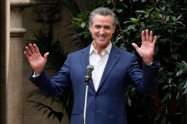 California Governor Gavin Newsom speaks during a press conference on March 26, 2025 in Los Angeles.