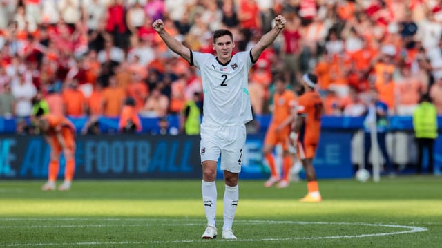 Maximilian Wöber bejubelt bei der EM 2024 den Sieg über die Niederlande.