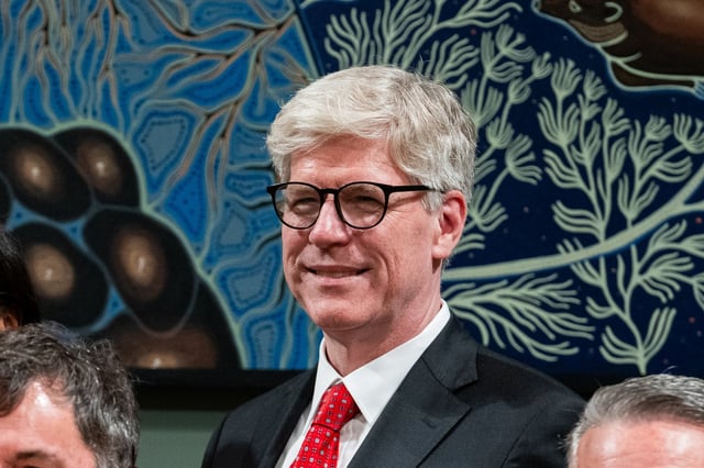 Minister of Energy and Natural Resources Tim Hodgson participates in a family photo following a cabinet swearing in ceremony at Rideau Hall in Ottawa, on Tuesday, May 13, 2025. THE CANADIAN PRESS/Spencer Colby