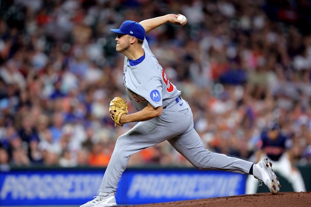 Jun 29, 2025; Houston, Texas, USA; Chicago Cubs starting pitcher Jameson Taillon (50) delivers a pitch against the Houston Astros during the first inning at Daikin Park. Mandatory Credit: Erik Williams-Imagn Images/File Photo