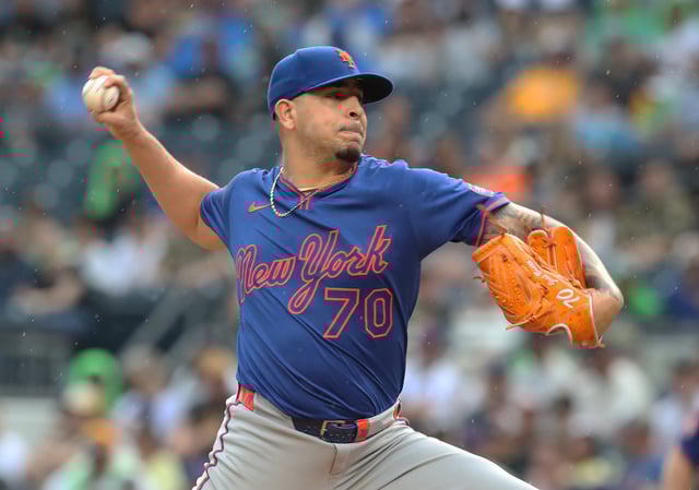 Jun 28, 2025; Pittsburgh, Pennsylvania, USA; New York Mets starting pitcher Jose Butto (70) pitches against the Pittsburgh Pirates during the second inning at PNC Park. Mandatory Credit: Charles LeClaire-Imagn Images/File Photo