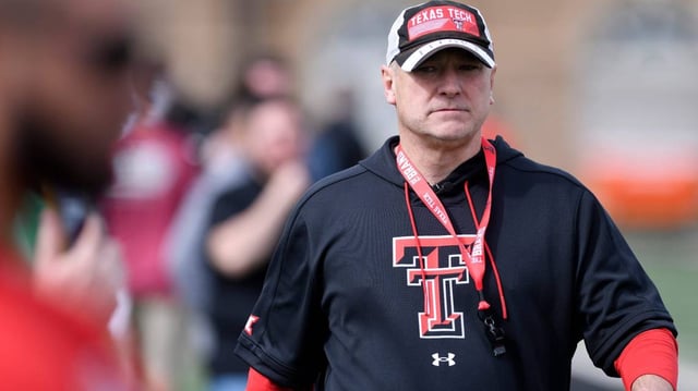 Texas Tech’s head coach Joey McGuire attends football practice, Tuesday, March 21, 2023, at Sports Performance Center.