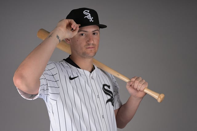 Feb 20, 2025; Glendale, AZ, USA;  Chicago White Sox shortstop Colson Montgomery (83) poses for a photo on media day at the team’s spring training facility in Glendale, AZ.  Mandatory Credit: Jayne Kamin-Oncea-Imagn Images