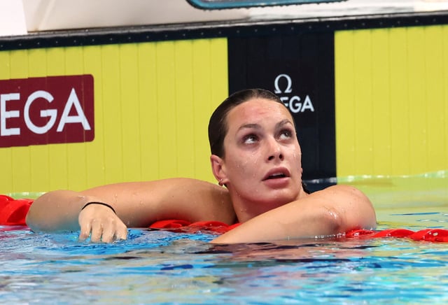 Swimming - FINA World Championships - Budapest, Hungary - June 20, 2022 Canada's Penny Oleksiak reacts after qualifying during the women's 200m freestyle, heat 3 REUTERS/Antonio Bronic/File Photo