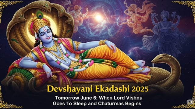 Devshayani Ekadashi 2025 Tomorrow. When Lord Vishnu Goes To Sleep and Chaturmas Begins Know Fasting Rituals, Timing and Significance (Credits: This image is AI generated)
