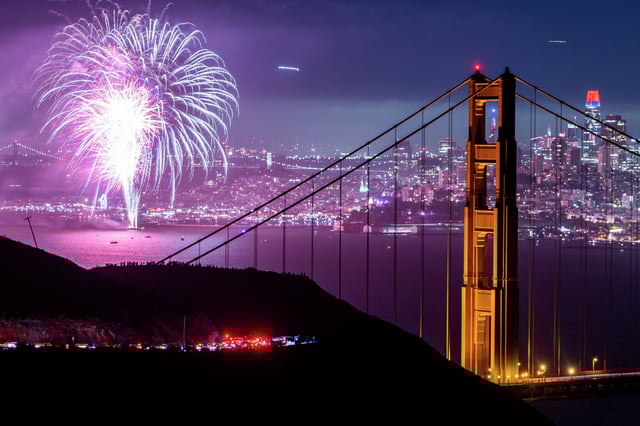 Fourth of July fireworks light up the sky over San Francisco’s waterfront Friday.
 