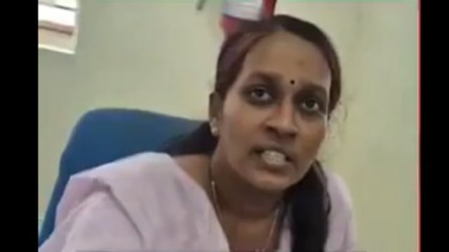 In the video, the woman, who claims she doesn’t know English, questions a Malayalam-speaking staff member at the counter.