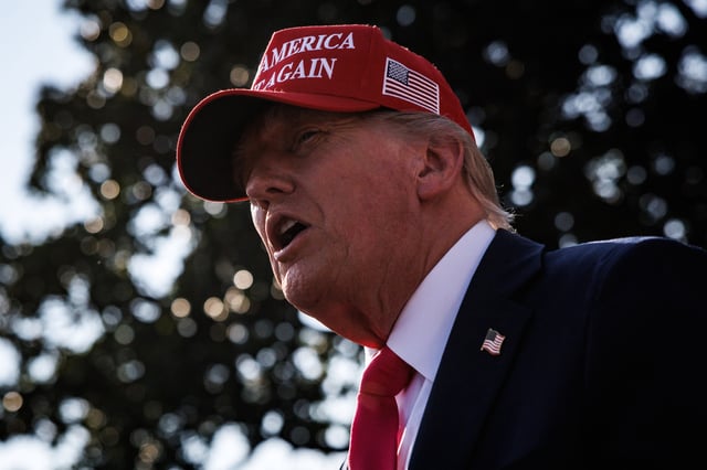 President Donald Trump greets guests after delivering remarks during an Independence Day military family picnic on the South Lawn of the White House on July 4, 2025 in Washington, DC.