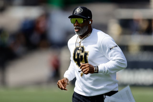 Apr 19, 2025; Boulder, CO, USA; Colorado Buffaloes head coach Deion Sanders during the spring game at Folsom Field. Mandatory Credit: Isaiah J. Downing-Imagn Images/File Photo
