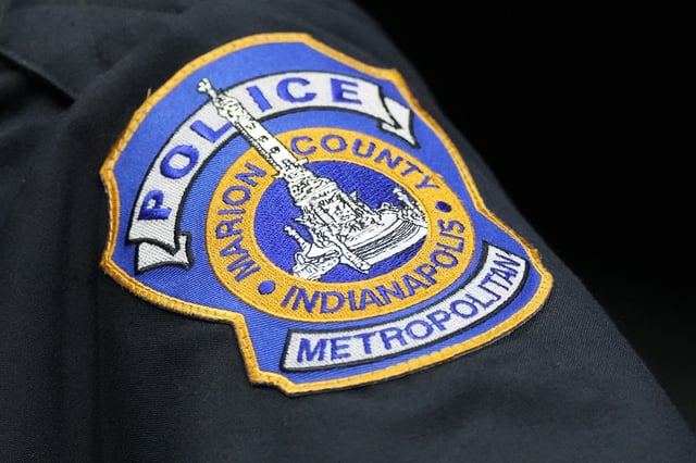 The Marion County/Indianapolis police logo on a a uniform taken on January 05, 2023 in Indianapolis, Indiana.
