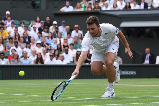 Tennis - Wimbledon - All England Lawn Tennis and Croquet Club, London, Britain - July 5, 2025 Serbia's Miomir Kecmanovic in action during his third round match against Serbia's Novak Djokovic REUTERS/Toby Melville
