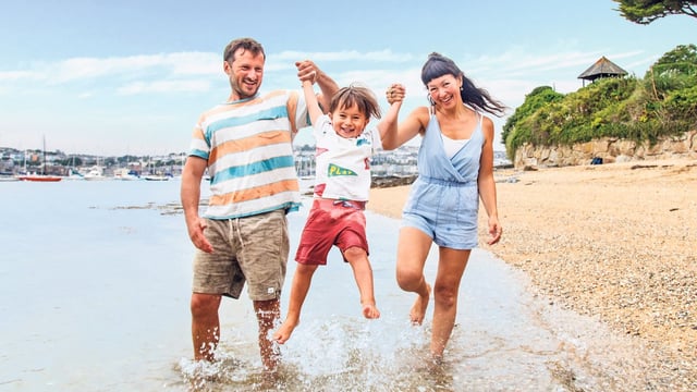 Angus Thatcher and Kathryn Tyler with their son, Kaspar, in their home town of Falmouth, Cornwall