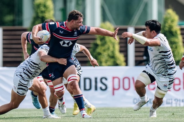 Hong Kong captain Josh Hrstich scored two tries in his team’s 10-try haul. Photo: HKCR