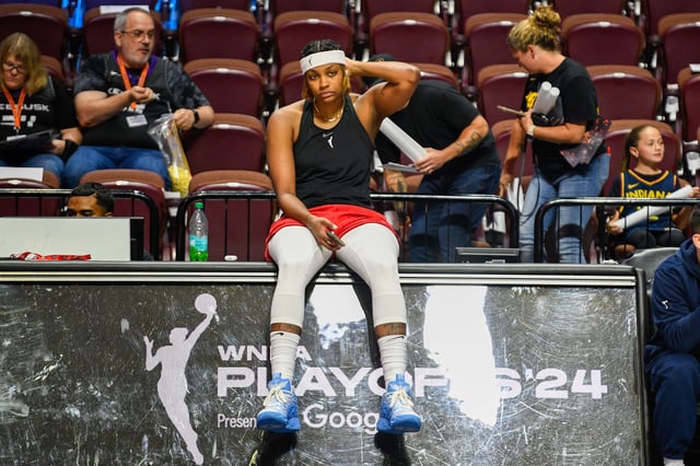 Indiana Fever forward NaLyssa Smith looks on before Game 2 of the first round of the 2024 WNBA Playoffs between the Indiana Fever and the Connecticut Sun.