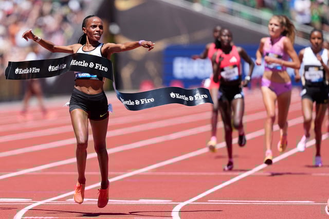 Beatrice Chebet won the women's 5,000m with a world record time.