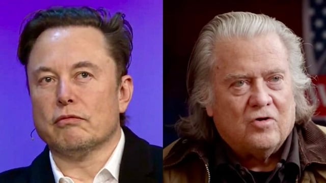 Elon Musk retaliates by labeling Steve Bannon a 'fat, drunken slob' and suggests he deserves prison time for his past crimes.