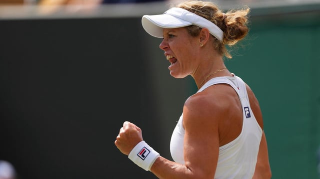 Laura Siegemund jubelt nach einem Punkt in Wimbledon