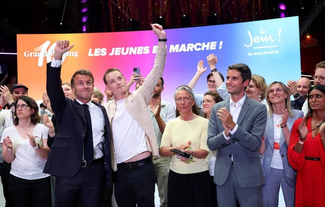 Le mouvement des « Jeunes avec Macron » célébrait ses dix ans d’existence en présence d’Emmanuel Macron et Gabriel Attal, le 5 juillet au Cirque d’Hiver, à Paris.