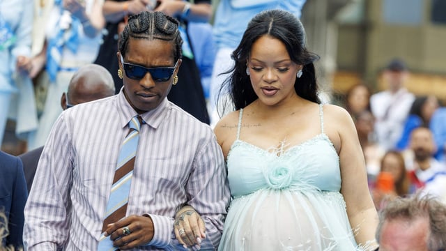 Rihanna and A$AP Rocky are thrilled to welcome their third child. (Photo by NICOLAS MAETERLINCK / Belga / AFP) / Belgium OUT