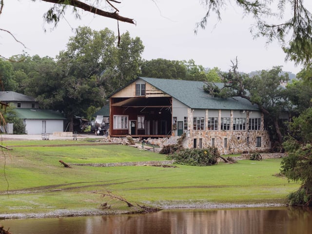 Flooding from the Guadalupe River damaged this cabin at Camp Mystic. 