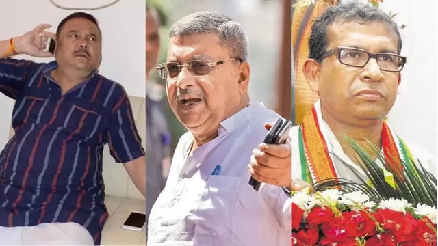 (L-R) Madan Mitra, Kalyan Banerjee, and Manas Bhuniya. 