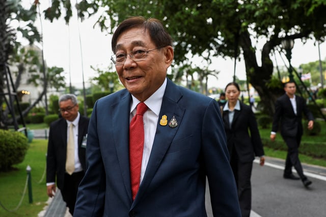 Thailand's new Finance Minister and Deputy Prime Minister Pichai Chunhavajira reacts on the day of the cabinet meeting at Thai Government House in Bangkok, Thailand, May 7, 2024. REUTERS/Chalinee Thirasupa/File Photo