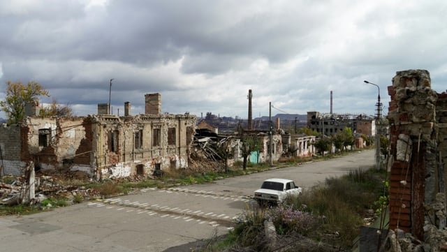 La ville de Marioupol, ravagée par les bombardements russes, dans le sud-est de l'Ukrain, Le 28 octobre 2022