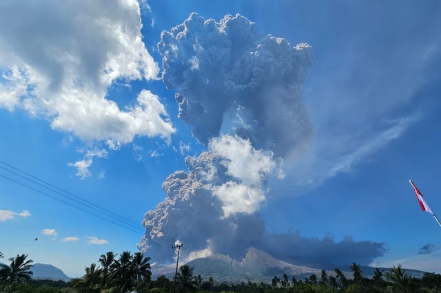 The eruption of Indonesia’s Mount Lewotobi Laki Laki on Monday, July 7, 2025.