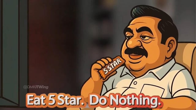 The video shows a cartoon Palaniswami switching through TV channels as regional news blared the issues of the state. The video ends with the message - “Happy Chocolate Day, Mr Palaniswami.”