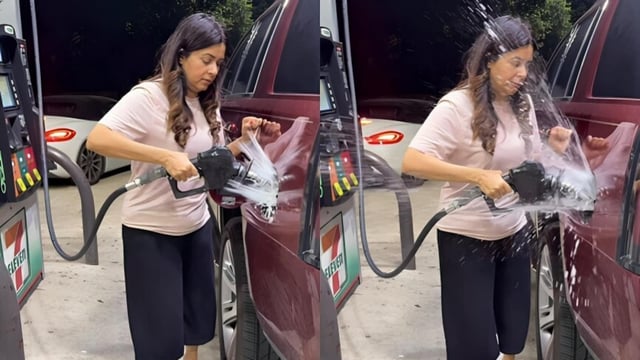A Pakistani woman in Texas shared a video after petrol splashed on her at a gas station.