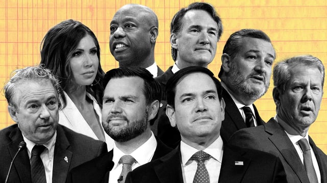 Photo illustration: Lindsey Bailey/Axios. Photos: Bloomberg, Chris Somodevilla, Anna Moneymaker, Samuel Corum/Stringer, Bill Clark, Pool via Getty Images