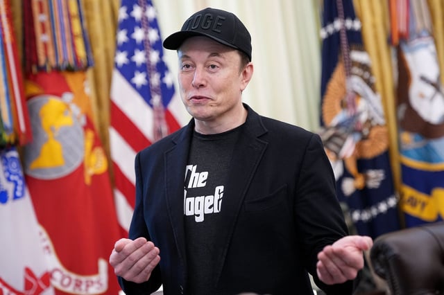 Tesla CEO Elon Musk speaks to reporters alongside President Donald Trump in the Oval Office of the White House in May 2025 in Washington, DC.