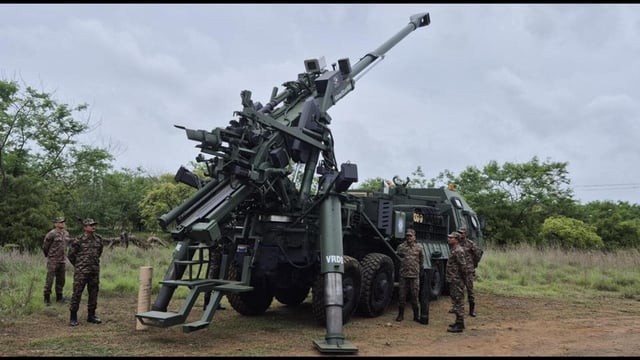 The mounted gun system (MGS) at Ahmednagar-based Vehicles Research and Development Establishment (VRDE). (HT Photo/Rahul Singh)