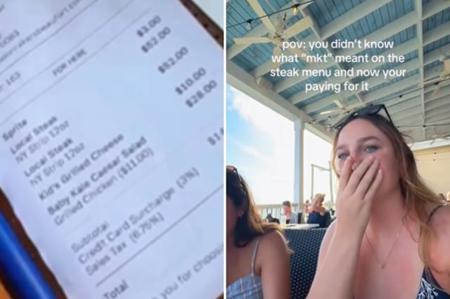 Pictures from the video with 14 million views of the moment the girls were shocked by the bill.