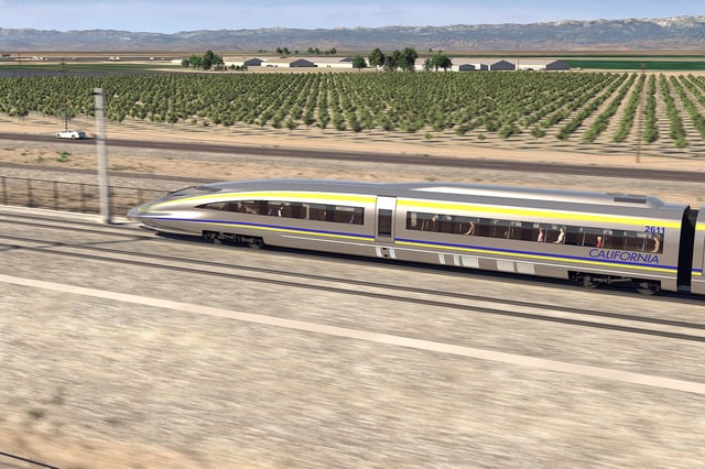 A conceptual rendering of the California High-Speed Rail train.
