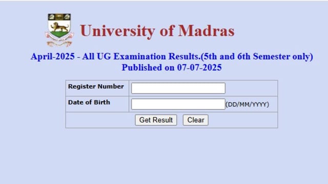 Madras University April UG 2025 Result have been declared at unom.ac.in. Candidates can check via direct link here. 