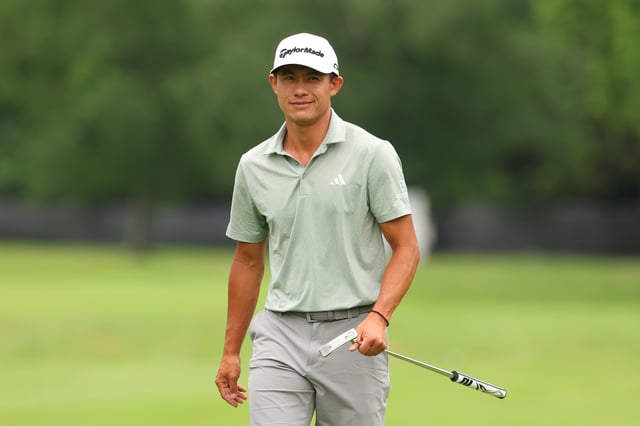 DETROIT, MICHIGAN - JUNE 25: Collin Morikawa of the United States during a Pro-Am prior to the Rocket Classic 2025 at Detroit Golf Club on June 25, 2025 in Detroit, Michigan. (Photo by Gregory Shamus/Getty Images)