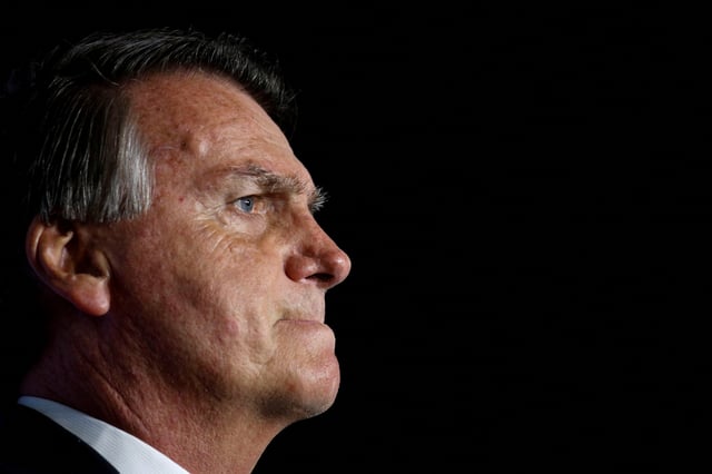 Former Brazilian President Jair Bolsonaro looks on during "Power of The People" event hosted by Turning Point USA at Trump National Doral Miami Resort in Doral, Florida, U.S., February 3, 2023. REUTERS/Marco Bello/File Photo