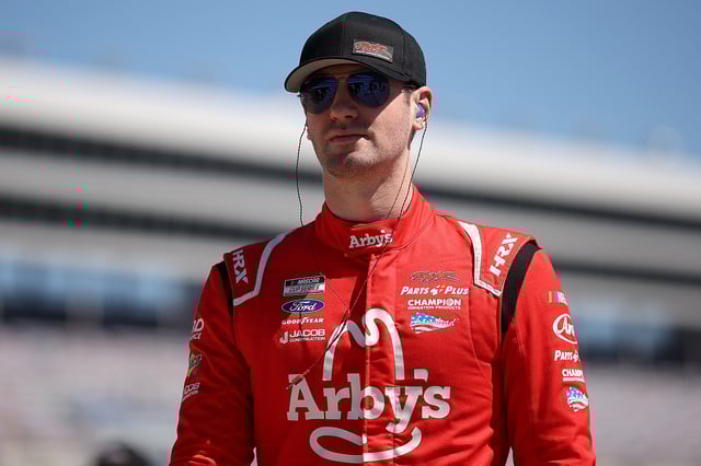 Cody Ware, driver of the #51 Arby&#39;s Ford, looks on during qualifying for the NASCAR Cup Series Würth 400 at Texas Motor Speedway on May 03, 2025 in Fort Worth, Texas.