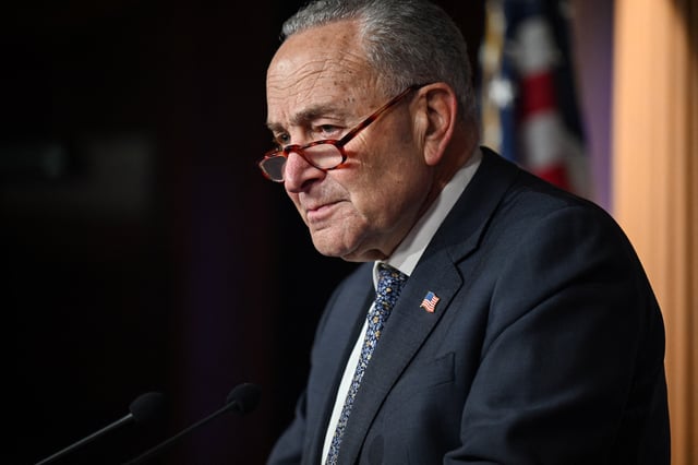 U.S. Senate Minority Leader Chuck Schumer (D-NY) speaks during a press conference after the Senate passes U.S. President Donald Trump’s sweeping spending and tax bill, on Capitol Hill in Washington, D.C., U.S., July 1, 2025.  REUTERS/Annabelle Gordon/File Photo